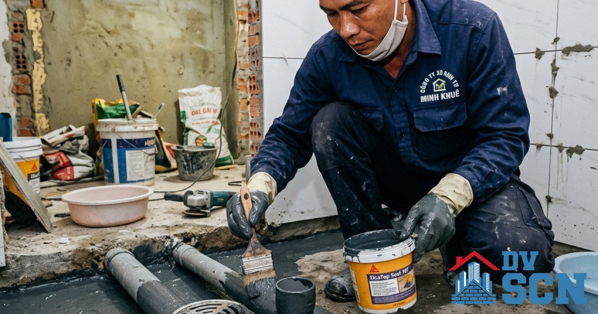 Quy trình chống thấm nhà vệ sinh triệt để 100%: Bí quyết tránh sàn toilet bị thấm rỉ sang nhà bên