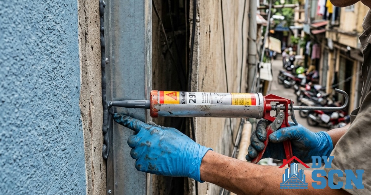 Giải pháp chống thấm tường ngoài nhà giáp ranh liền kề khe lún nứt rỉ nước mưa