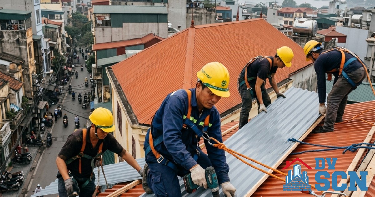 Kinh nghiệm thi công lợp mái tôn tại Hà Nội: Giải pháp gia cố chống gió bão giật giông cực đoan