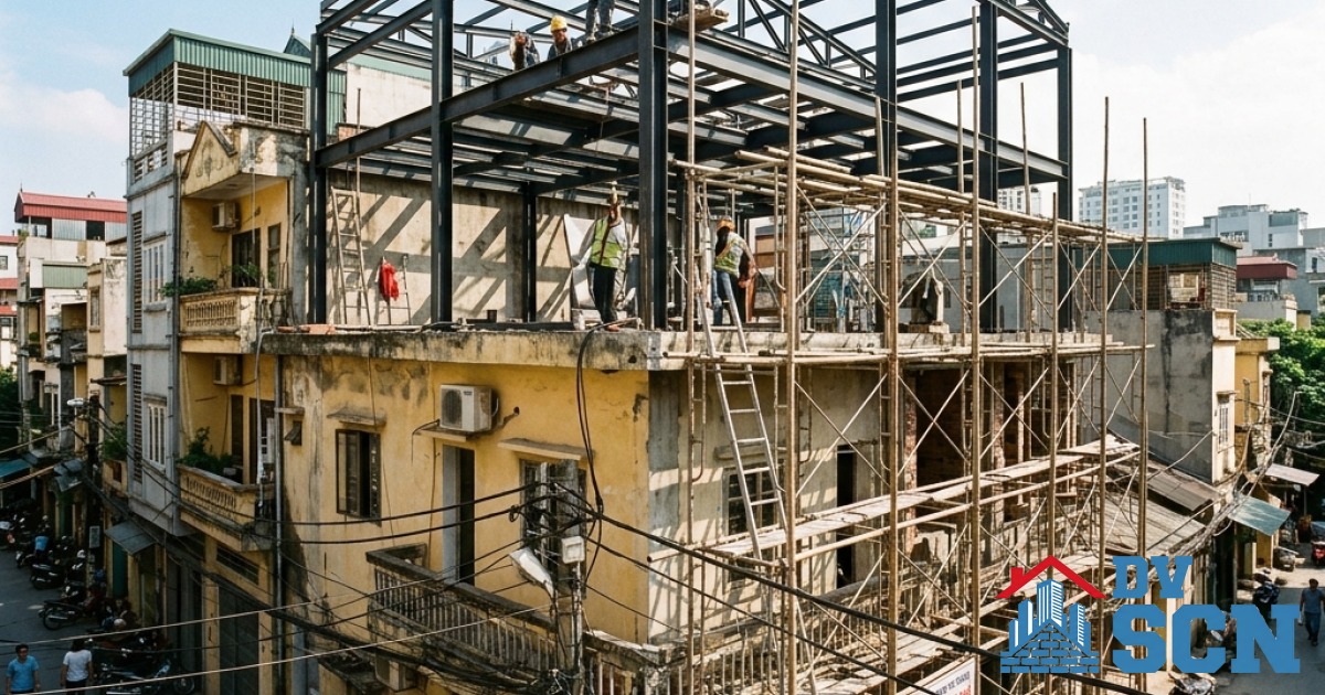 Có nên nâng tầng nhà phố cũ? Những lưu ý kỹ thuật bắt buộc phải kiểm tra để tránh sụt lún