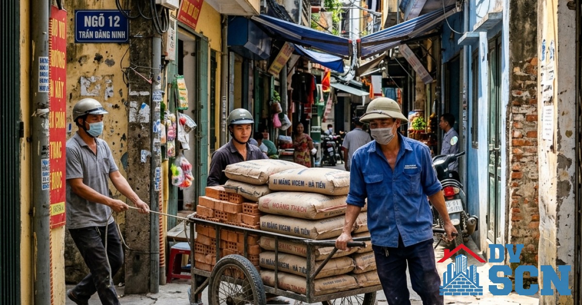 Những khó khăn thực tế khi sửa chữa nhà trong ngõ nhỏ ngách sâu Hà Nội và giải pháp thi công tối ưu