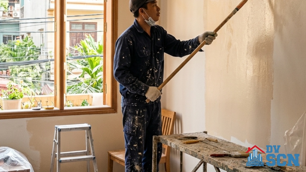 Tự sơn tường nhà mịn đẹp
