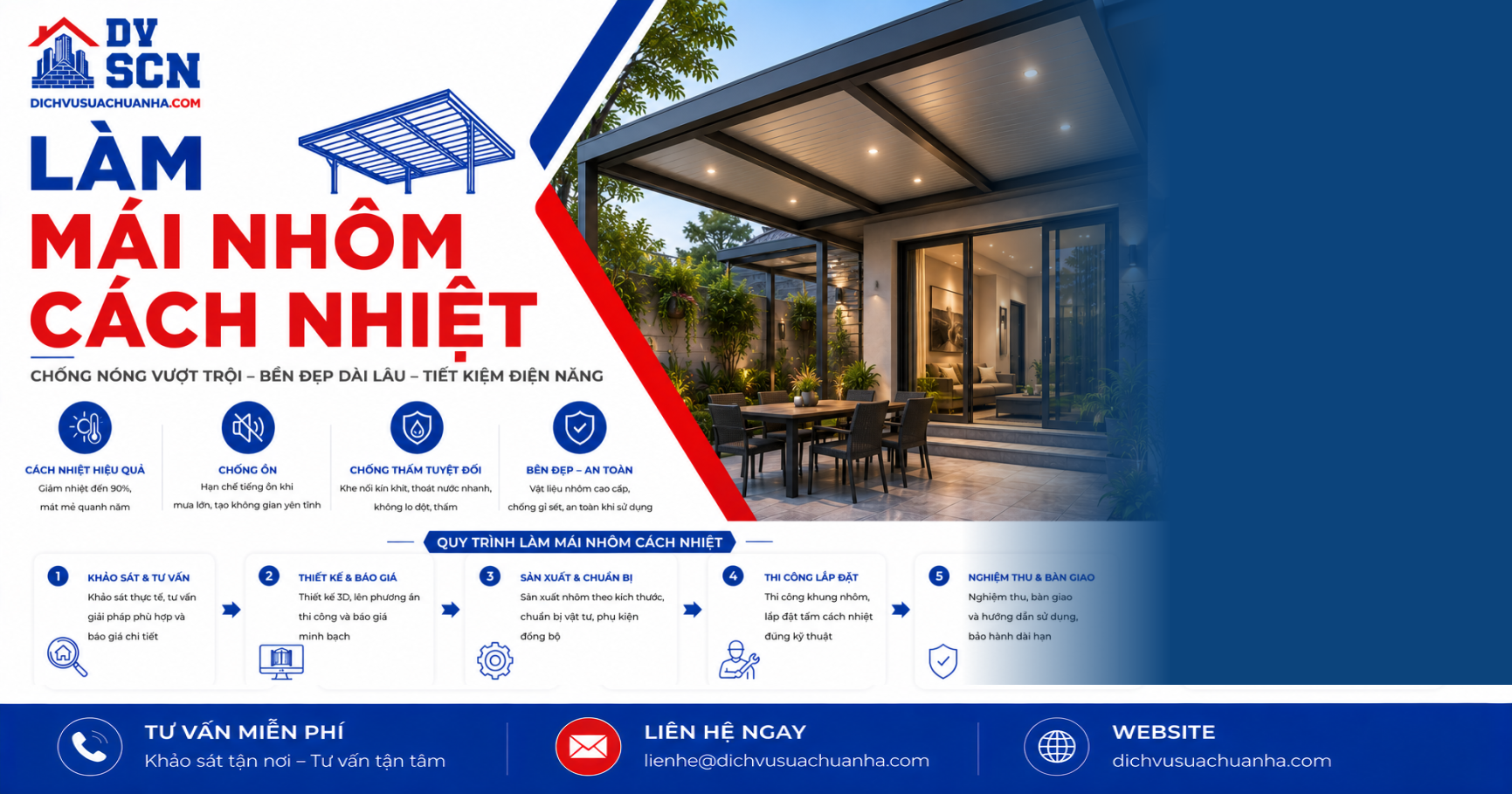 Làm Mái Nhôm Cách Nhiệt chuyên nghiệp